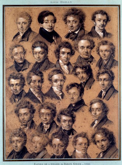 Porträtt av eleverna i ateljén till målaren Antoine Jean Gros (1771-1835) Teckning av Louis Leopold Boilly (1761-1845) 1820 Paris, B.N. av Louis Leopold Boilly
