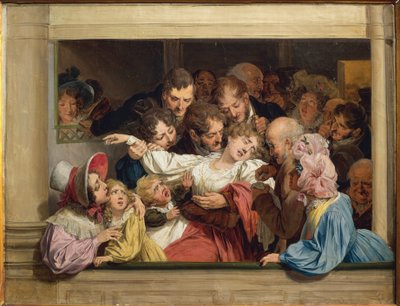 Scen på en dag med gratis underhållning: melodramens effekt, av Louis Leopold Boilly, olja på duk av Louis Leopold Boilly