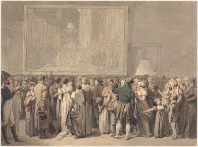 Allmänheten i Louvrens salong, tittar på målningen av "Sacre", påbörjad 1808 (penna, bläck och akvarell) av Louis Leopold Boilly