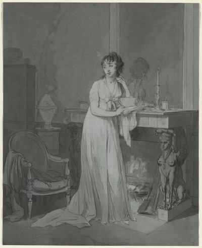 Kvinna framför en öppen spis av Louis Leopold Boilly