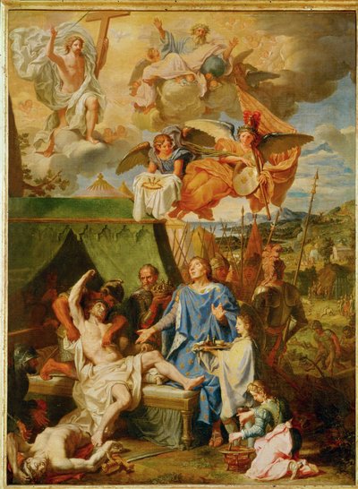 Sankt Ludvig botar skrofula (målning på duk) av Louis Licherie de Beurie