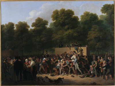 Franska: Utdelning av vin och ätbart på Champs-Elysées för att fira kungens födelsedag av Louis Leopold Boilly