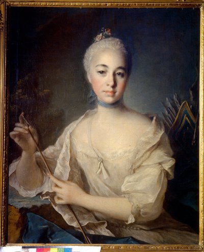 Porträtt av grevinnan Anna Vorontsova (1743-1769) (Porträtt av grevinnan A. Vorontsova). Målning av Louis Tocque (1696-1772), olja på duk, cirka 1758. Fransk konst av Louis Tocqué