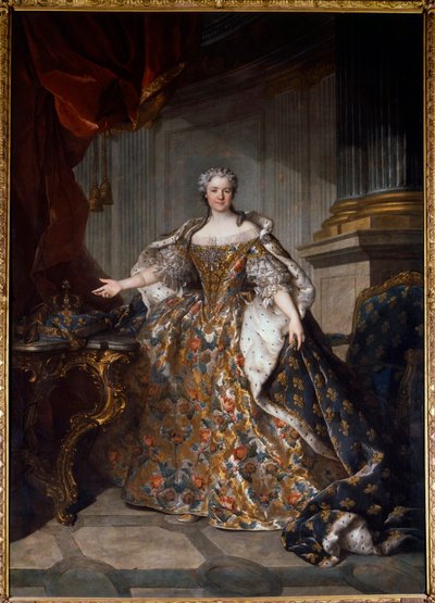 Porträtt av Marie Lesczinska (Lesczynska) (1703-1768) Drottning av Frankrike Målning av Louis Tocque (1696-1772) 1740 sön. 2,77x1,91 m - Porträtt av Marie Leczinska (Leszczynska) (1703-1768) - Målning av Louis Tocque (1696-1772), olja på duk (277x7x191 cm) av Louis Tocqué