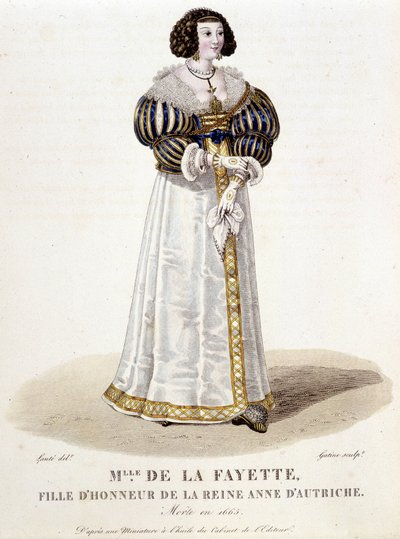 Marie-Madeleine (Marie Madeleine) Pioche de La Vergne, grevinna av Lafayette (Madame de la Fayette) (1634-1693), hedersdotter till drottning Anne av Österrike. I "" franska galleriet av kända kvinnor"" av Louis-Marie Lante