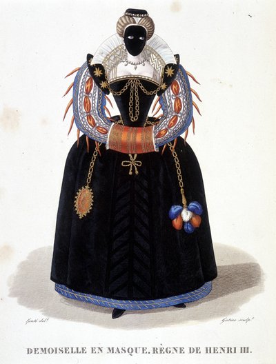 Porträtt av Lady in Mask, andra hälften av 1500-talet. I "" franska galleriet av kända kvinnor"" av Louis-Marie Lante