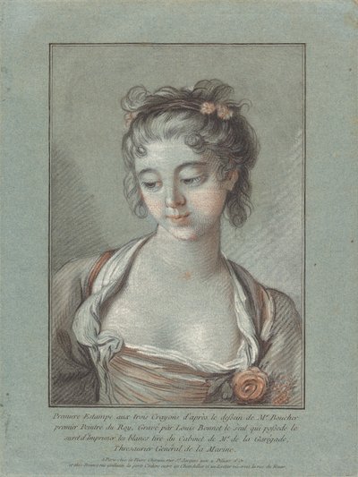 Byst av en ung kvinna som tittar ner, 17651767. av Louis Marin Bonnet