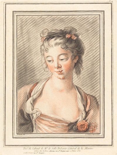Byst av en ung kvinna som tittar ner, 1773 eller senare. av Louis Marin Bonnet