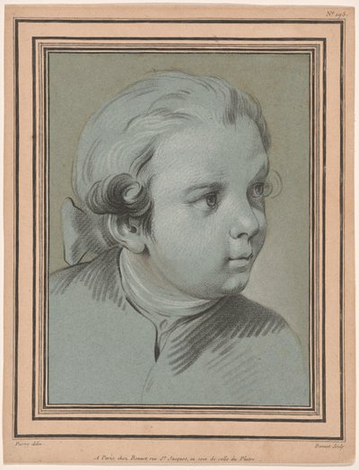 Huvudet av en ung pojke vridet tre fjärdedelar åt höger av Louis Marin Bonnet