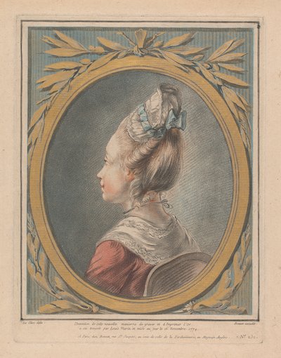 Huvudet på en ung flicka vände sig mot vänster av Louis Marin Bonnet