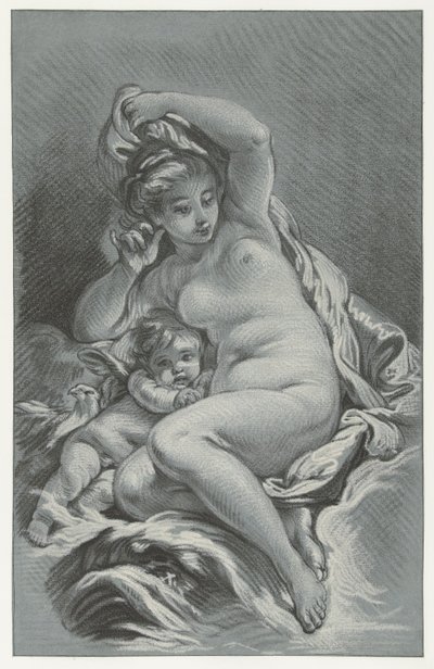 Venus i Cupido Venus och Amor på en delfin av Louis Marin Bonnet