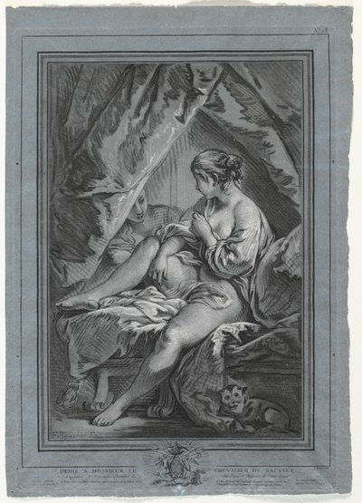 Ung kvinna som sitter på en säng av Louis Marin Bonnet