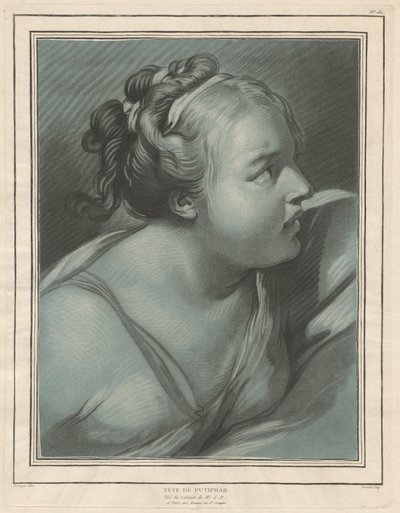 Tête de Putiphar (chef för Potifars hustru) av Louis Marin Bonnet, after Jean Baptiste Deshays