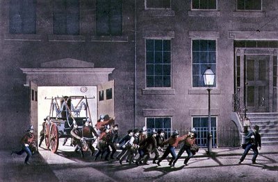 The Night Alarm, pub. av Currier och Ives, New York av Louis Maurer