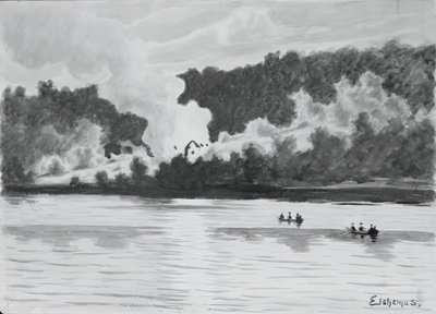 Brand sett från East Lyme, Connecticut, 1900. av Louis Michel Eilshemius