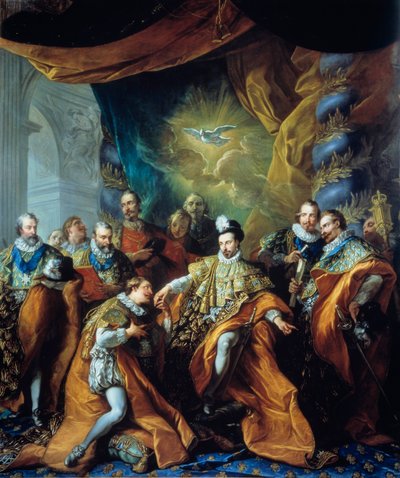 Institution of the Order of the Holy Spirit (Order of the Holy Spirit) av Henry III Målning av Louis Michel van Loo (1707-1771). 1700-talet. Paris, Musee de la Legion d