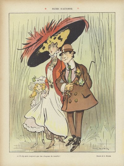 Höstregn. Illustration för Le Rire av Louis Morin
