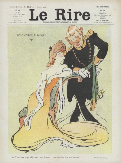 germansk tapperhet. Illustration för Le Rire av Louis Morin
