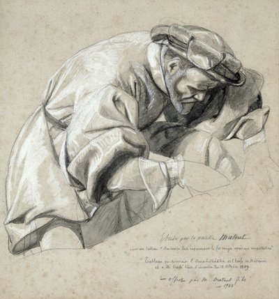 Studie av Ambroise Pare (ca 1510-90) "Fader of Modern Surgery" (kol och vit kritatvätt på papper) av Louis Nicolas Matout