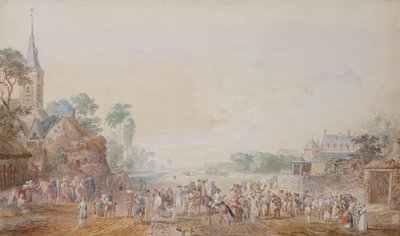 Hertigen av Penthievre med Benjamin Franklin på sin högra sida närvarar vid en granskning av hans frivilliga regemente bredvid hans slott i Rambouillet av Louis Nicolas van Blarenberghe