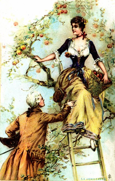 Plockning: Publicitet för kakaon Blooker 1874 (tryck) av Louis Paul Pierre Dumont