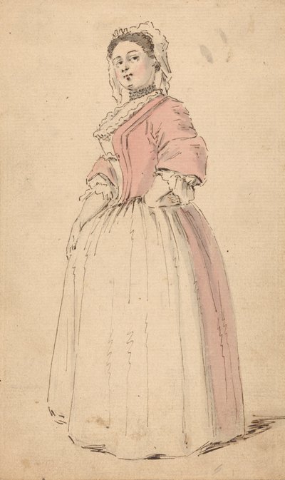 En ung kvinna i en rosa klänning av Louis Philippe Boitard