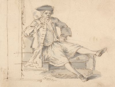 Sjöofficer sittande Rökning av Louis Philippe Boitard