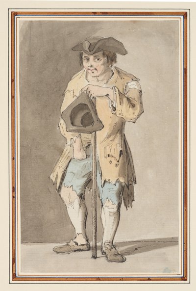 Studie av en tiggare (penna, penna & bläck & akvarell på papper) av Louis Philippe Boitard