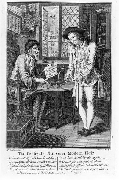 Den förlorade sjuksköterskan eller modern arvtagare, pub. 1750 av Louis Philippe Boitard