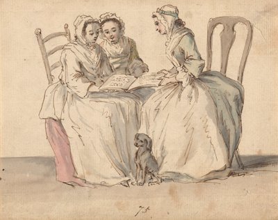 Tre sittande damer av Louis Philippe Boitard