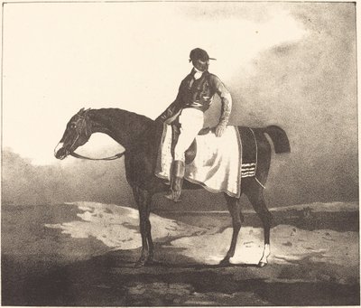 Brittisk häst och jockey av Louis Pierre Marie Courtin after Théodore Gericault
