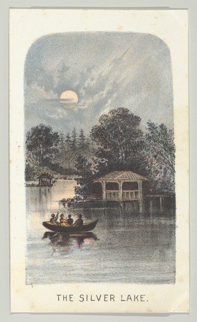 The Silver Lake, från serien, Views in Central Park, New York, del 2, 1864. av Louis Prang