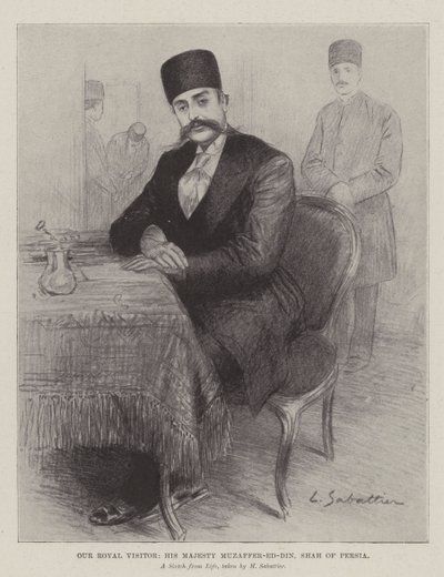 Vår kungliga besökare, Hans Majestät Muzaffer-ed-Din, Shah av Persien av Louis Remy Sabattier