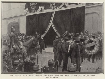 Begravningen av M Zola, bärande kistan från huset i Rue de Bruxelles av Louis Remy Sabattier