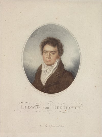 Lugwig van Beethoven (1770-1827) graverad av Blasius Hofel (1792-1863) 1814 (mezzotint) av Louis Rene Letronne