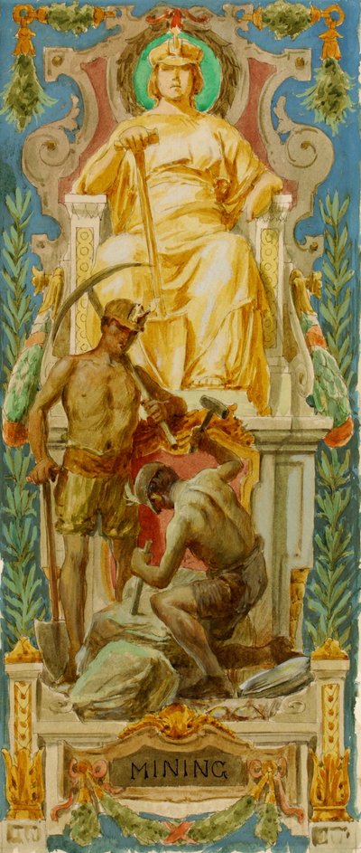 Gruvdrift (studie för panel, Old Senate Office Building) av Louis Schaettle