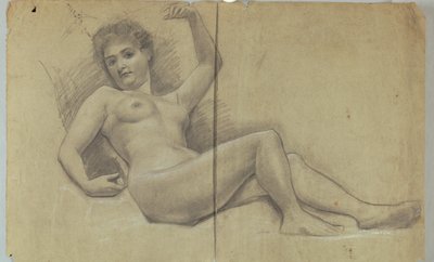 Studie av liggande nakenfigur av Louis Schaettle