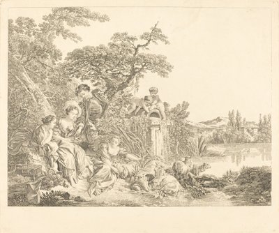 Herdens gåvor av Louis Simon Lempereur after François Boucher