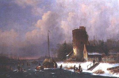 Holländsk vinterscen (olja på duk) av Louis Smets