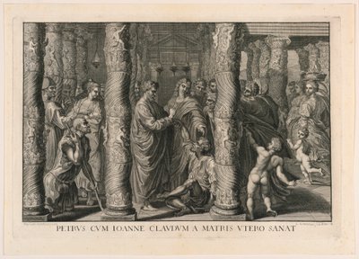 Helande av den lame mannen vid templets vackra port av Louis Sommereau