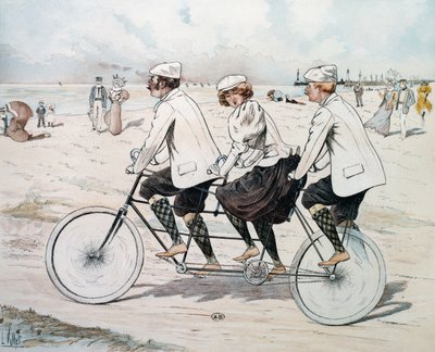 Tresitsig tandem vid vattnet av Louis Vallet