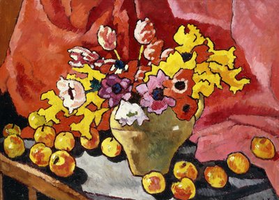Kanna, anemoner, tulpaner och äpplen; Kanna, anemoner, tulpaner och äpplen av Louis Valtat