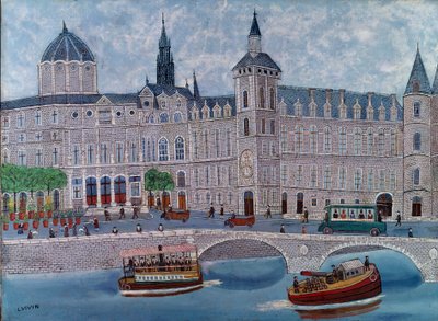 Utsikt över Justitiepalatset i Paris Målning av Louis Vivin (1861-1936) 1900-talets Paris, kommunalt museum för modern konst av Louis Vivin