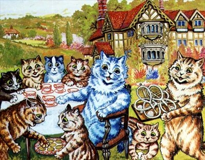 En teparty på Napsbury (akvarell) av Louis Wain