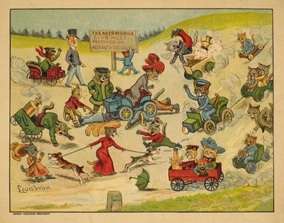 Katter i olika bilar. av Louis Wain