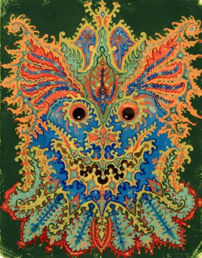 Kalejdoskopkatter: kattmönster på grönt av Louis Wain
