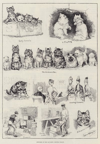 Skisser på Cat Show, Crystal Palace av Louis Wain