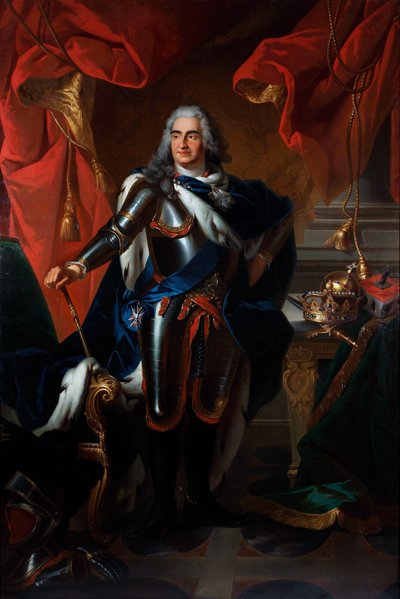 Porträtt av Frederic-Auguste (Frederic Auguste) av Sachsen, känd som den starke (1670-1733) sedan Auguste II kung av Polen (Porträtt av Frederick Augustus av Polen och Sachsen (1670-1733)) Målning efter Louis de Silvestre (1675- 1760) Olja på duk - State A av Louis de (after) Silvestre