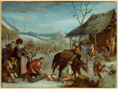 Vinter (olja på duk) av Louis de (circle of) Caullery