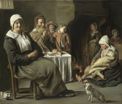 Bondinredning med en gammal flöjtspelare. Omkring 1642 av Louis le Nain